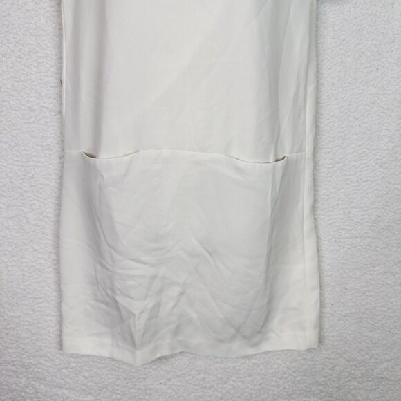Vince White Textured Shift Dress Size S Minimalist Resort‎ V-Neck Quiet Luxury - Picture 4 of 13